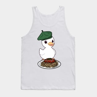 Cute Fat duck is eating spaghetti Tank Top